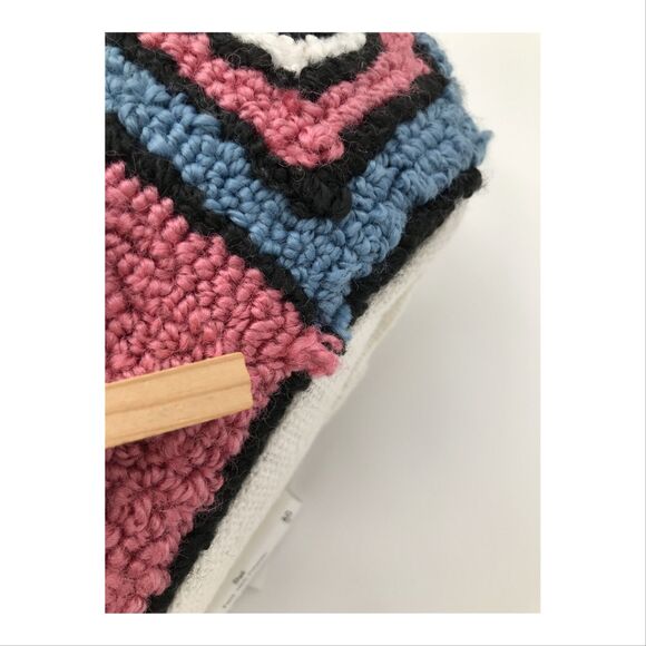 Camera Shaped Punch Needle Decorative Throw Pillow 14x15 Textured Colorful NWT - Picture 9 of 9